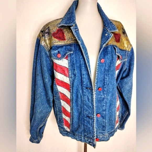 UPCYCLED KING OF HEARTS DENIM JACKET - Picture 2 of 10